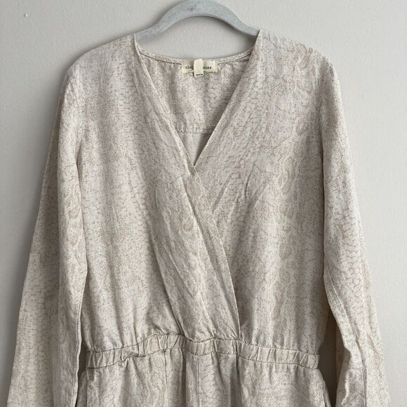 Cloth and Stone Anthropologie Romper Size Small Neutral Snake Print Linen Blend - Picture 4 of 11